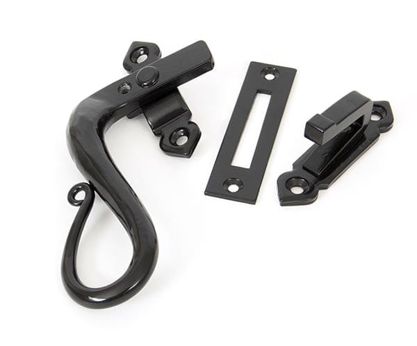 From The Anvil Window Hardware Left Hand Black Locking Shepherd's Crook Fastener