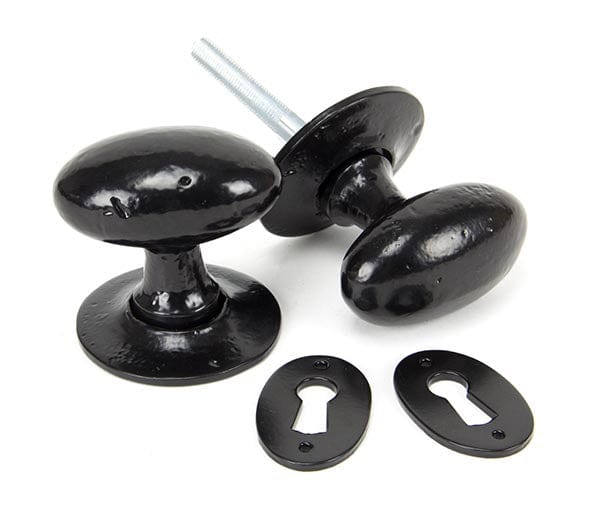 From The Anvil Knobs Oval Black Mortice/Rim Knob Set