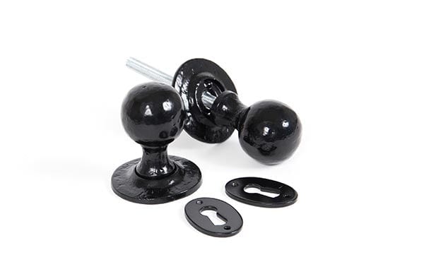 From The Anvil Knobs Round Black Mortice/Rim Knob Set