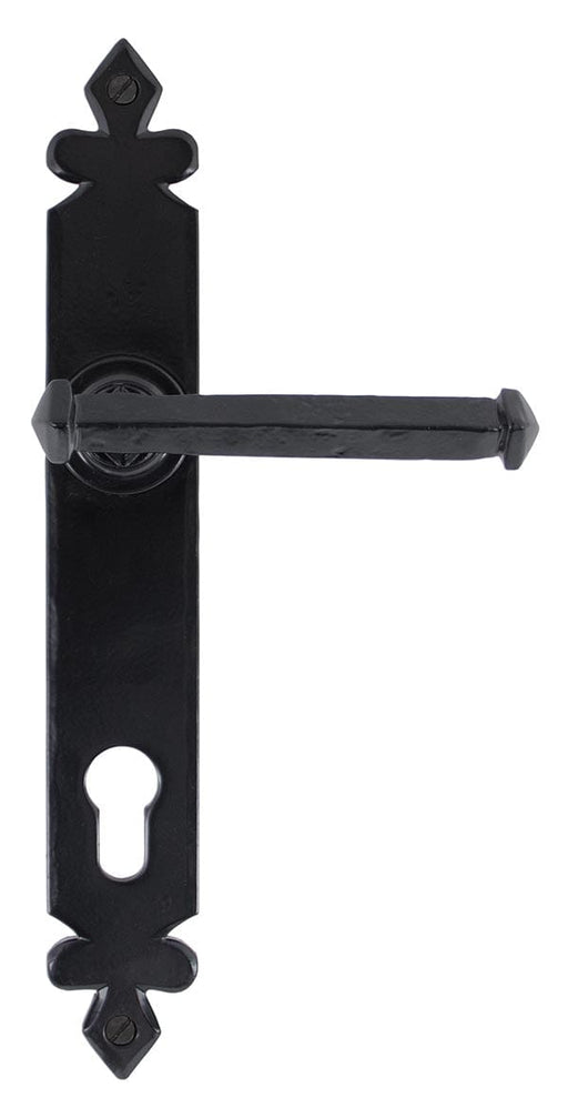 From The Anvil Handles Black Black Tudor Lever Espag. Lock Set