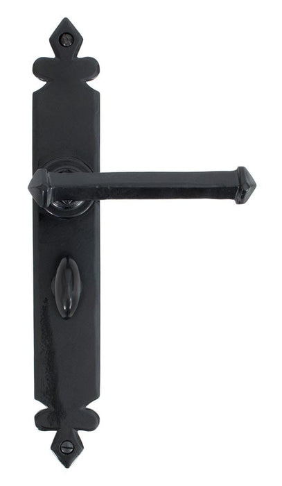 From The Anvil Handles Bathroom Black Tudor Lever Euro Lock Set