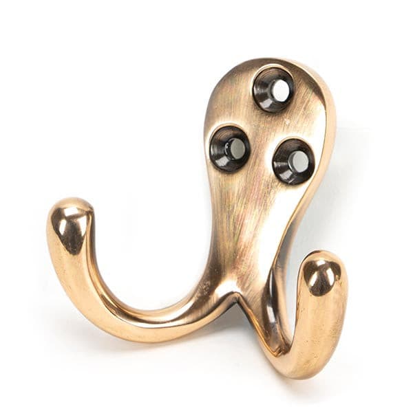 From The Anvil Coat & Hat Hooks Polished Bronze Celtic Double Robe Hook