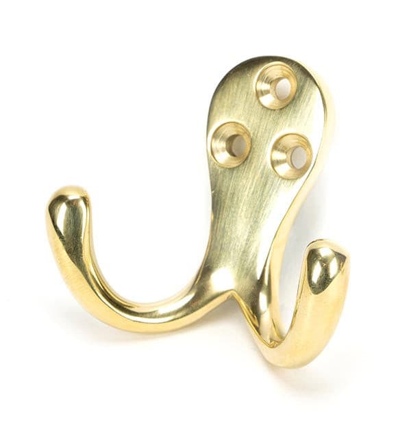 From The Anvil Coat & Hat Hooks Polished Brass Celtic Double Robe Hook