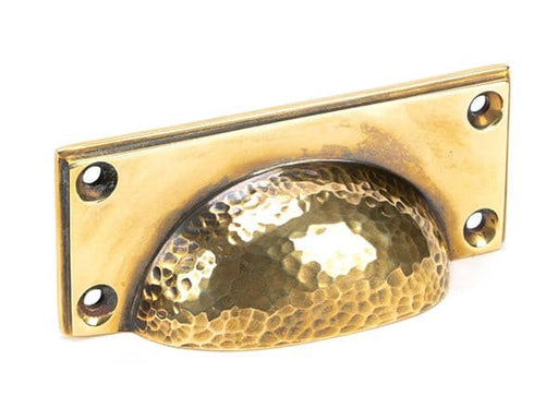 From The Anvil Cupboard Handles Aged Brass Hammered Art Deco Drawer Pull