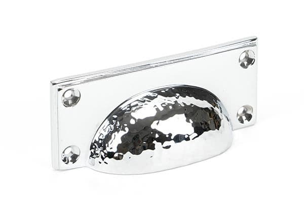 From The Anvil Cupboard Handles Polished Chrome Hammered Art Deco Drawer Pull