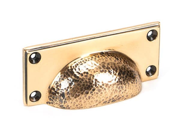 From The Anvil Cupboard Handles Polished Bronze Hammered Art Deco Drawer Pull