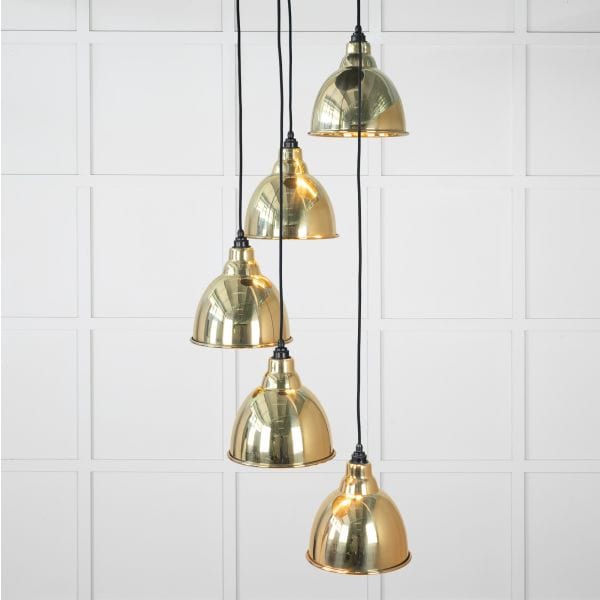 From The Anvil Lighting Brass Hammered Brass Brindley Cluster Pendant