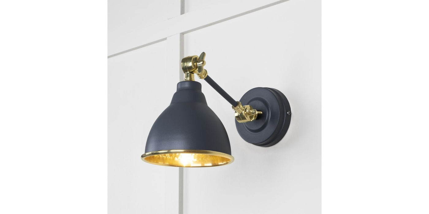 From The Anvil Lighting Slate Hammered Brass Brindley Wall Light