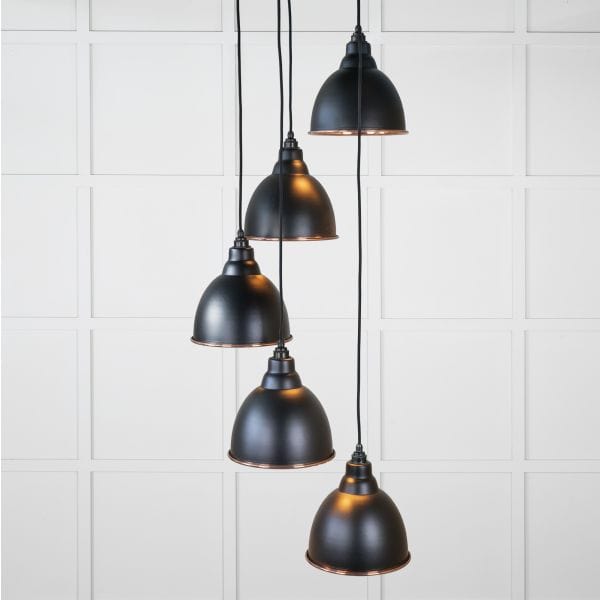 From The Anvil Lighting Elan Black Hammered Copper Brindley Cluster Pendant