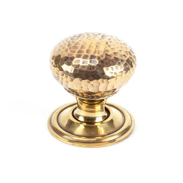 From The Anvil Cupboard Knob Aged Brass Hammered Mushroom Cupboard Knob 32mm