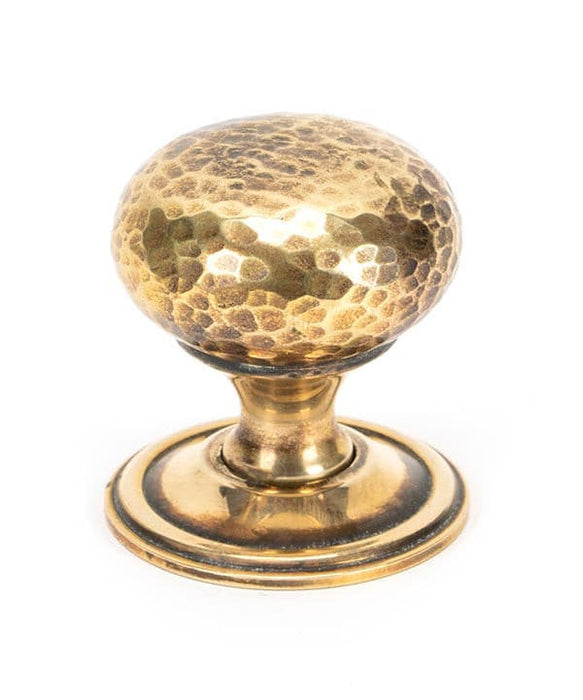 From The Anvil Cupboard Knob Aged Brass Hammered Mushroom Cupboard Knob 38mm