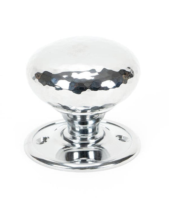 From The Anvil Knobs Polished Chrome Hammered Mushroom Mortice/Rim Knob Set