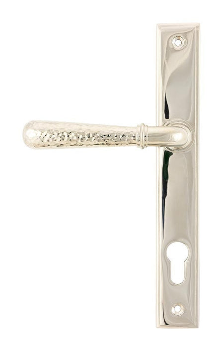 From The Anvil Window Hardware Polished Nickel Hammered Newbury Slimline Espag. Lock Set