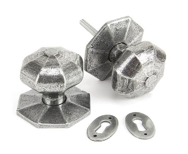 From The Anvil Knobs Pewter Large Octagonal Mortice/Rim Knob Set