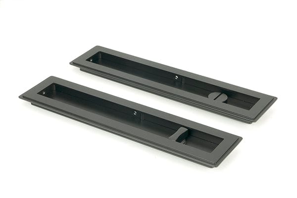 From The Anvil Flush Pull Handles 250mm Matt Black  Art Deco Rectangular Pull - Privacy Set