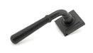 From The Anvil Handles Square Matt Black Hammered Newbury Lever on Rose Set