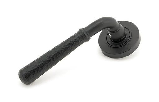 From The Anvil Handles Plain Matt Black Hammered Newbury Lever on Rose Set (Plain) - Unsprung