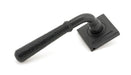 From The Anvil Handles Square Matt Black Hammered Newbury Lever on Rose Set (Plain) - Unsprung