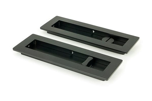 From The Anvil Flush Pull Handles 175mm Matt Black  Plain Rectangular Pull - Privacy Set