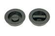 From The Anvil Flush Pull Handles 60mm Matt Black  Plain Round Pull - Privacy Set