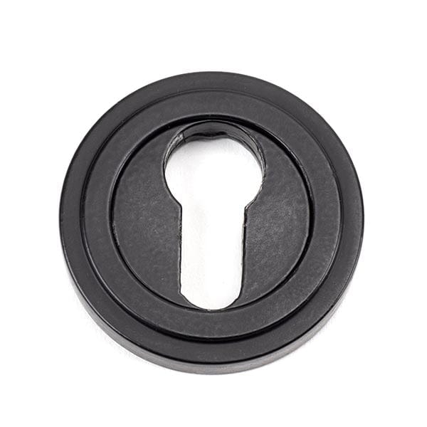 From The Anvil Escutcheons Art Deco Matt Black Round Euro Escutcheon