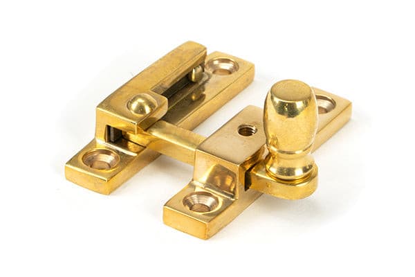 From The Anvil Window Hardware Polished Brass Mushroom Quadrant Fastener - Narrow