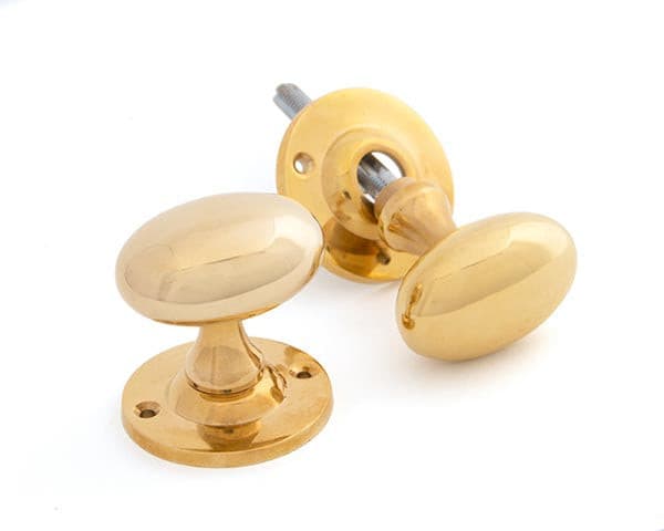 From The Anvil Knobs Polished Brass Oval Mortice/Rim Knob Set