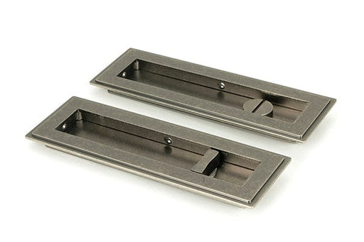 From The Anvil Flush Pull Handles 175mm Pewter  Art Deco Rectangular Pull - Privacy Set