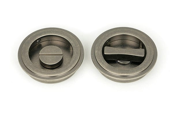 From The Anvil Flush Pull Handles 60mm Pewter  Art Deco Round Pull - Privacy Set