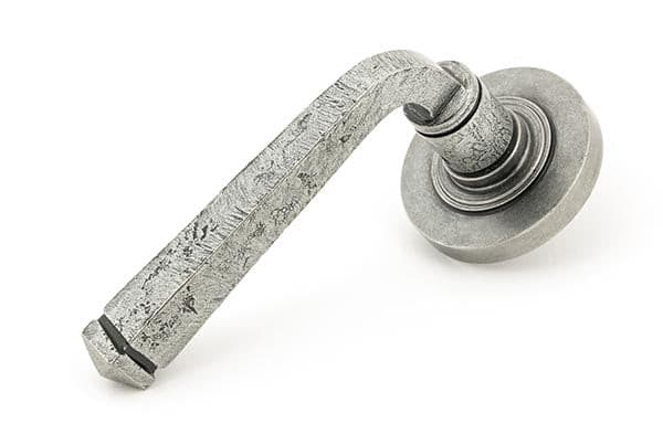 From The Anvil Handles Plain Pewter Avon Round Lever on Rose Set