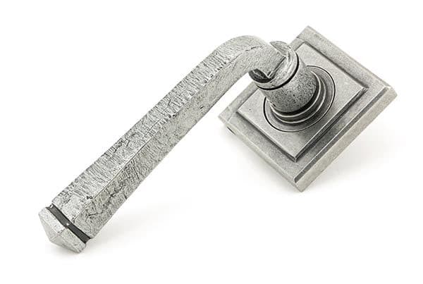 From The Anvil Handles Square Pewter Avon Round Lever on Rose Set