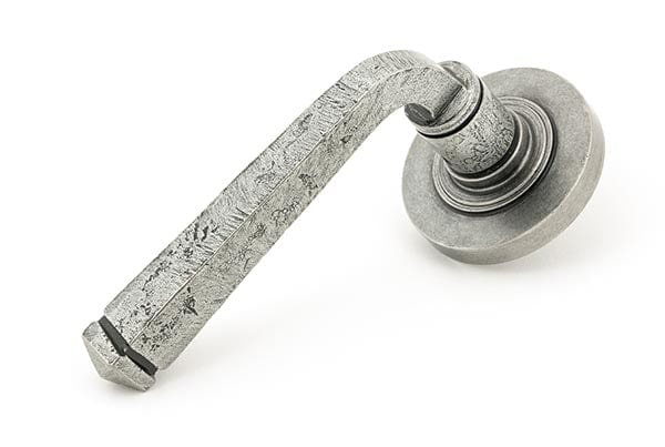 From The Anvil Handles Plain Pewter Avon Round Lever on Rose Set (Plain) - Unsprung