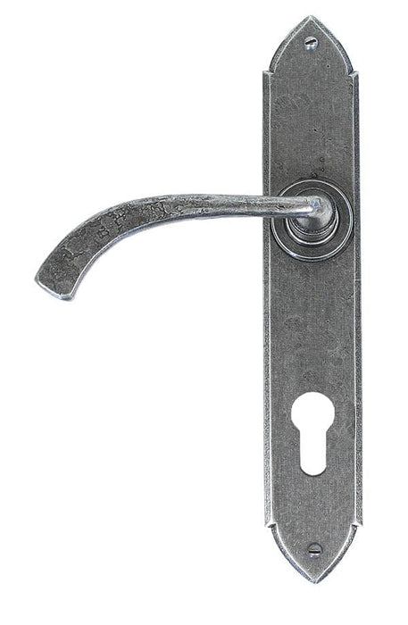 From The Anvil Window Hardware Pewter Pewter Gothic Curved Lever Espag. Lock Set