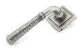 From The Anvil Handles Square Pewter Hammered Newbury Lever on Rose Set