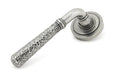 From The Anvil Handles Art Deco Pewter Hammered Newbury Lever on Rose Set (Plain) - UnsprunG