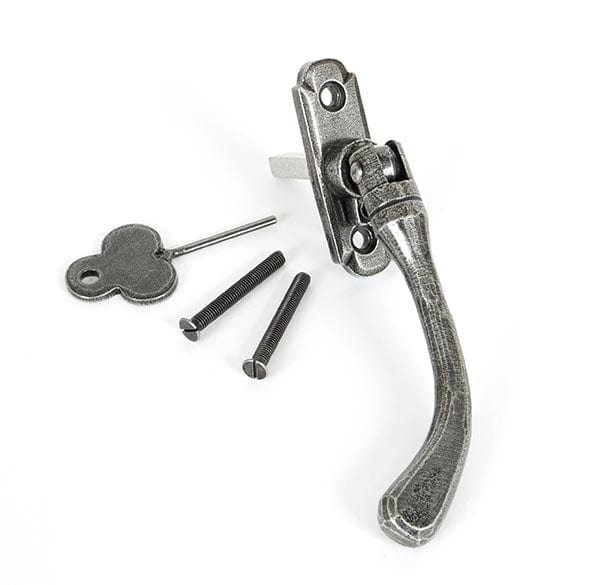 From The Anvil Window Hardware Left Hand Pewter Locking Peardrop Espag - LH