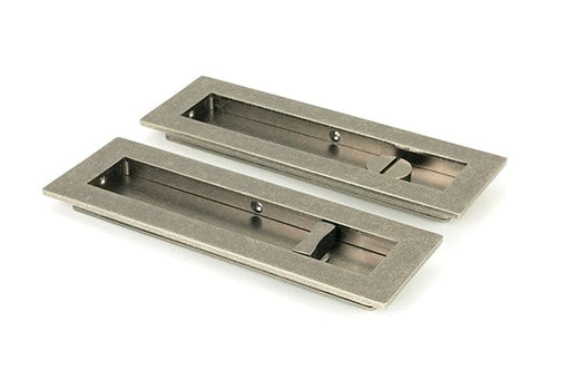 From The Anvil Flush Pull Handles 175mm Pewter  Plain Rectangular Pull - Privacy Set