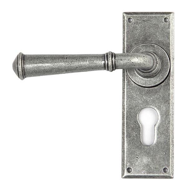 From The Anvil Handles Euro Lock Pewter Regency Lever Lock set