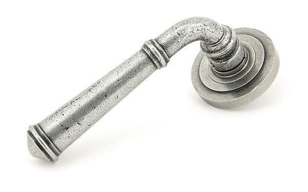 From The Anvil Handles Art Deco Pewter Regency Lever on Rose Set (Plain) - UnsprunG