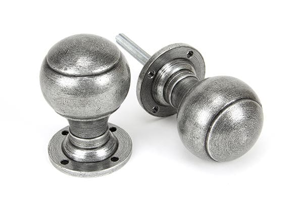 From The Anvil Knobs Pewter Pewter Regency Mortice/Rim Knob Set