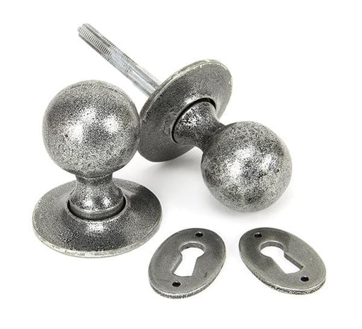 From The Anvil Knobs Pewter Pewter Round Mortice/Rim Knob Set