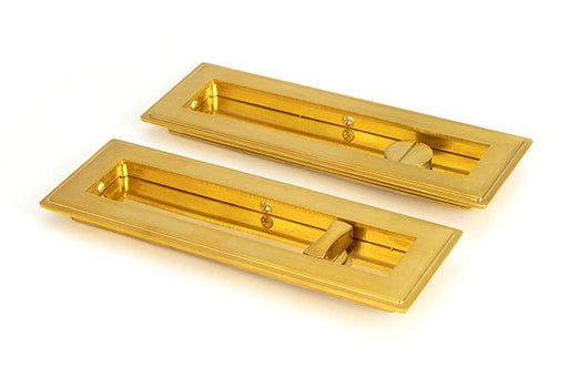 From The Anvil Flush Pull Handles 175mm Polished Brass  Art Deco Rectangular Pull - Privacy Set