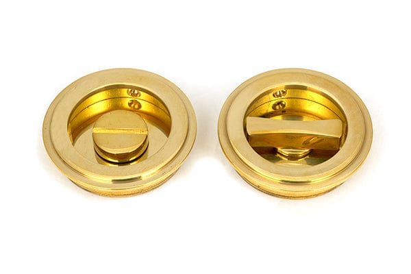 From The Anvil Flush Pull Handles 60mm Polished Brass  Art Deco Round Pull - Privacy Set