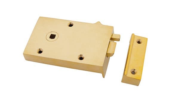 From The Anvil Rim Locks LH Polished Brass Bathroom Latch