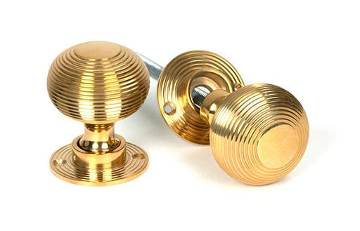 From The Anvil Knobs Heavy Beehive Polished Brass Heavy Beehive Mortice/Rim Knob Set