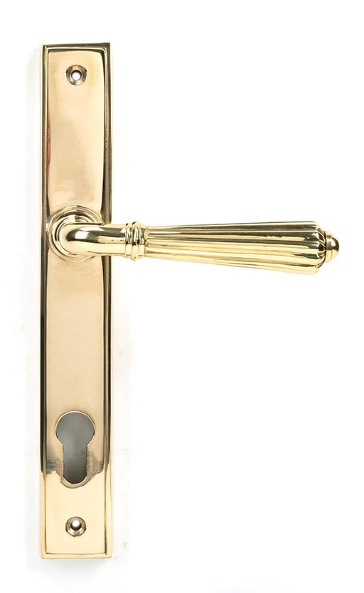 From The Anvil Handles Slimline Polished Brass Hinton Slimline Lever Espag. Lock Set