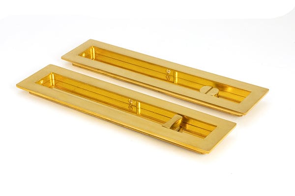 From The Anvil Flush Pull Handles 250mm Polished Brass  Plain Rectangular Pull - Privacy Set