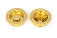 From The Anvil Flush Pull Handles 60mm Polished Brass  Plain Round Pull - Privacy Set