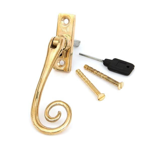 From The Anvil Window Hardware Right Hand Polished Brass Slim Monkeytail Espag - LH