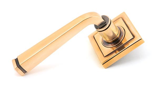 From The Anvil Handles Square Polished Bronze Avon Round Lever on Rose Set (Plain) - Unsprung